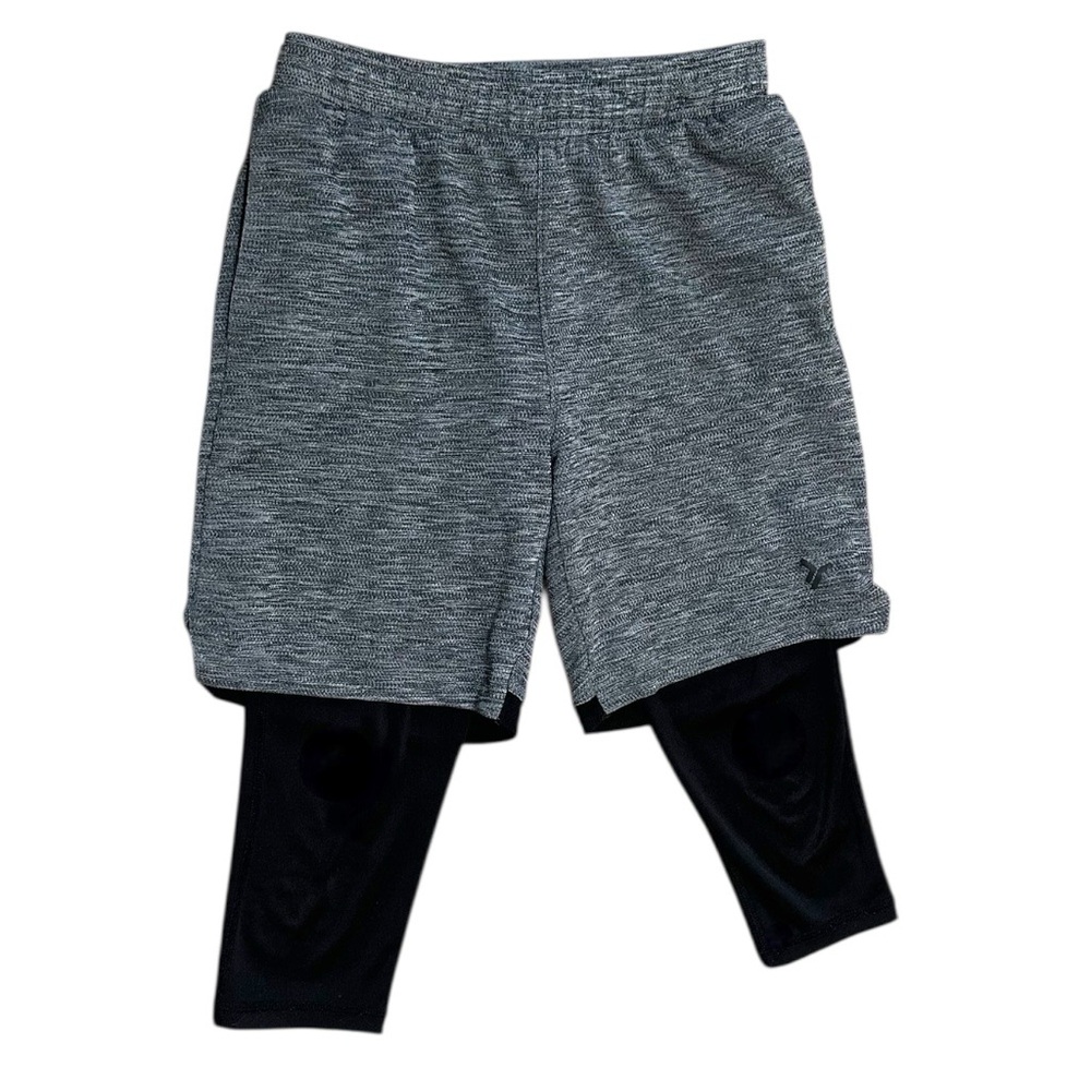 Old Navy Boys Go-Dry 2-In-1 Athletic Shorts Base Layer Gray Black Size Medium